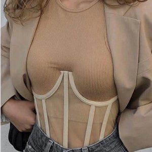 Lace Up Back Mesh Insert Corset